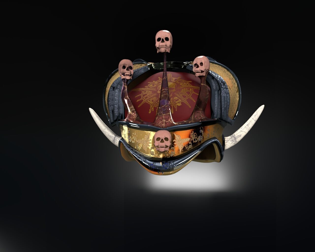 Ornate Gothic Fantasy Helmet 3D model_6