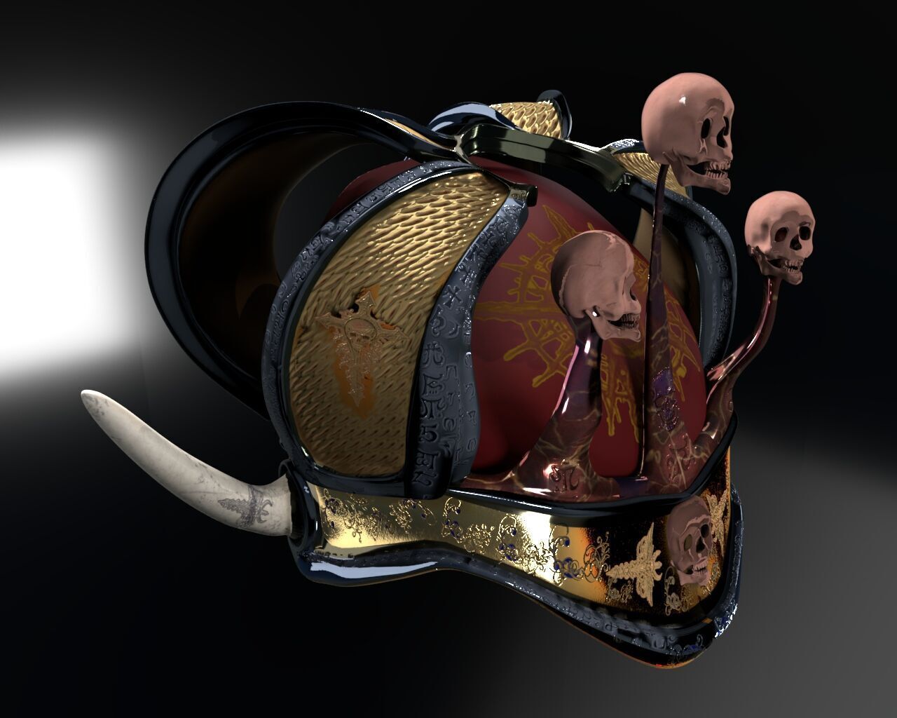 Ornate Gothic Fantasy Helmet 3D model_5