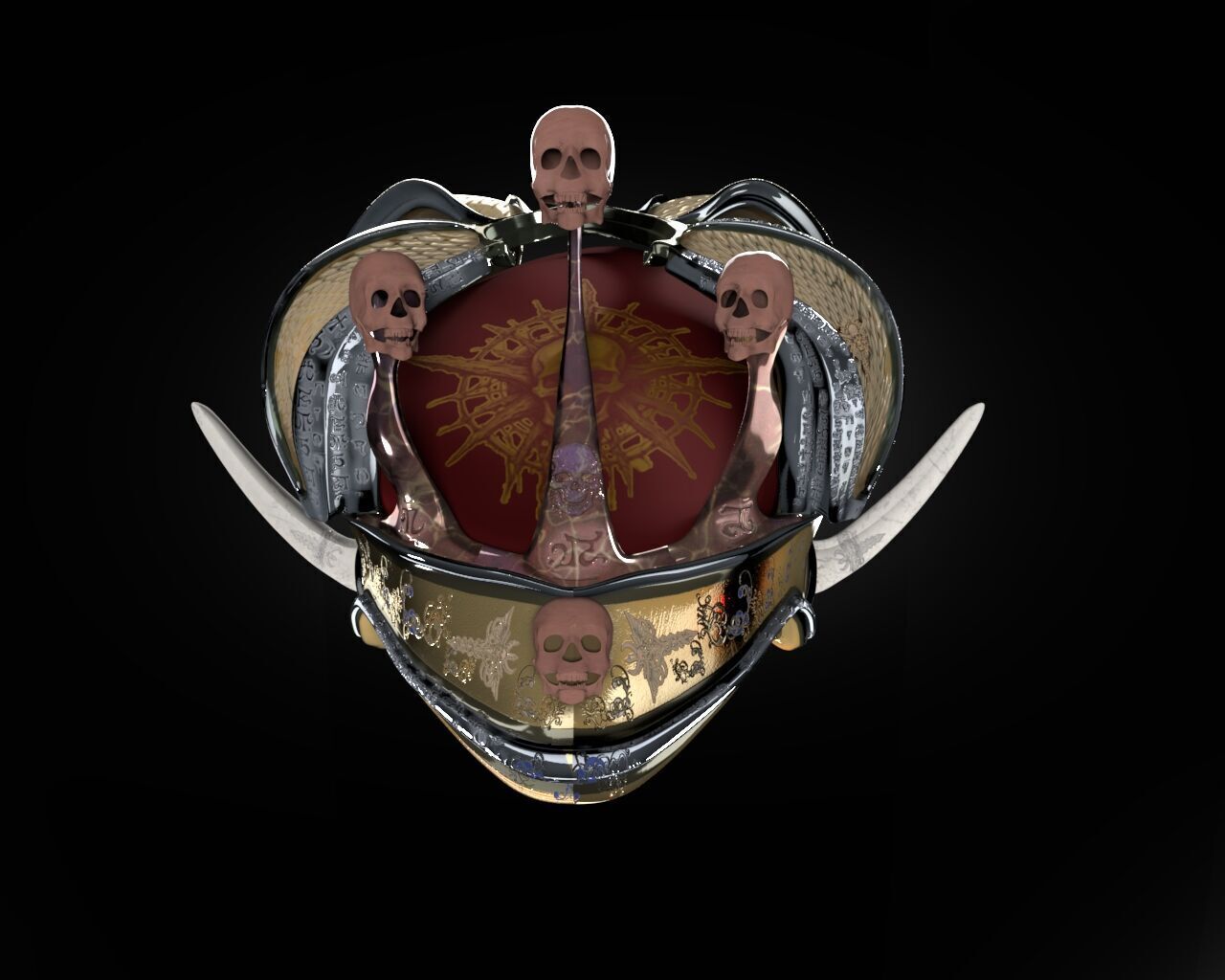 Ornate Gothic Fantasy Helmet 3D model_4