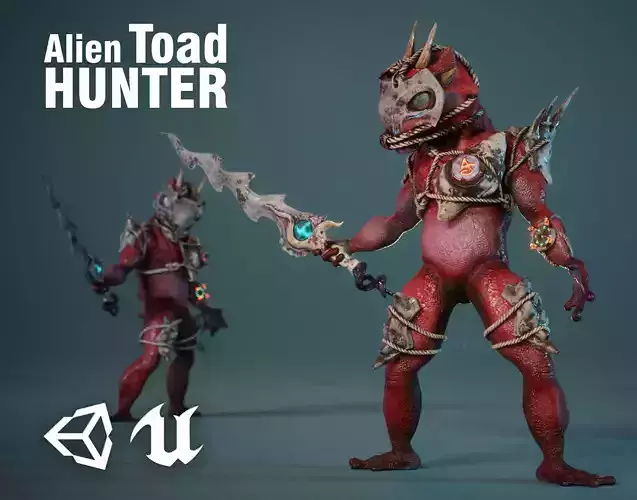 Alien Toad Hunter - Game Ready Low-poly 3D model