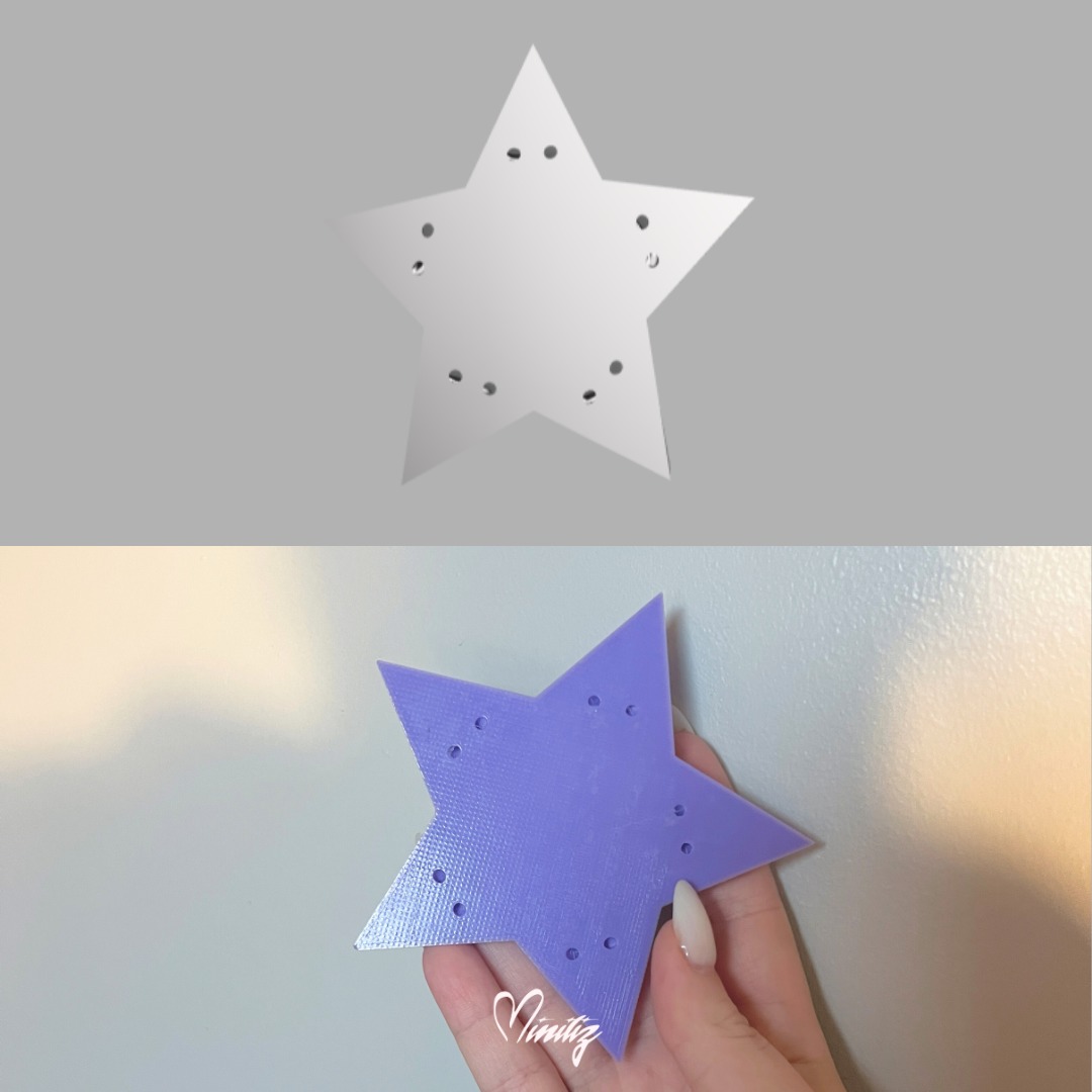 Princess Harmonie Rosalina brooch earrings and magic wand 3D print model_1