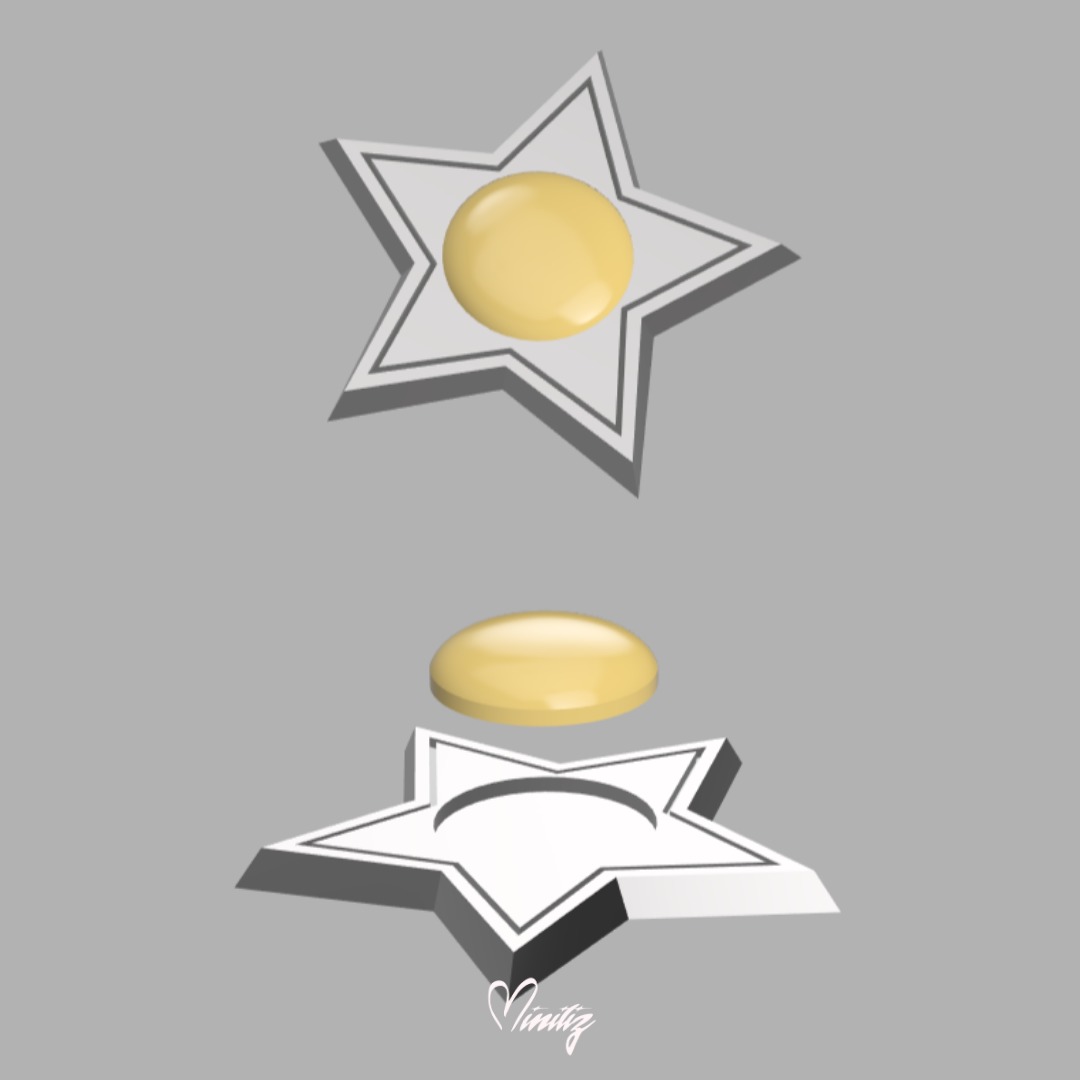 Princess Harmonie Rosalina brooch earrings and magic wand 3D print model_2