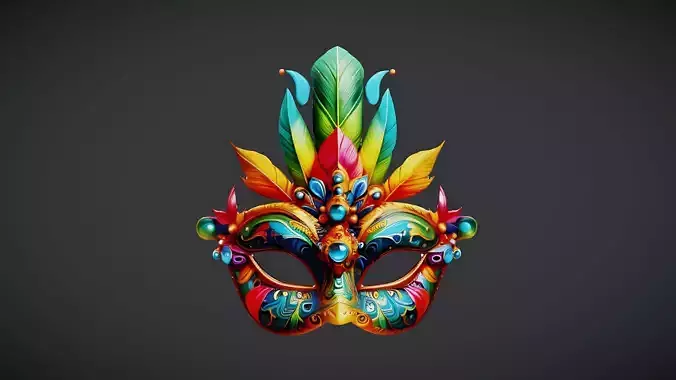 Extravagant Carnival Mask Low-poly 3D model