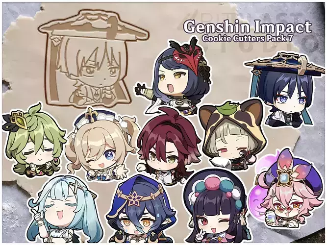 Genshin Impact Cookie Cutters Pack 7 3D print model