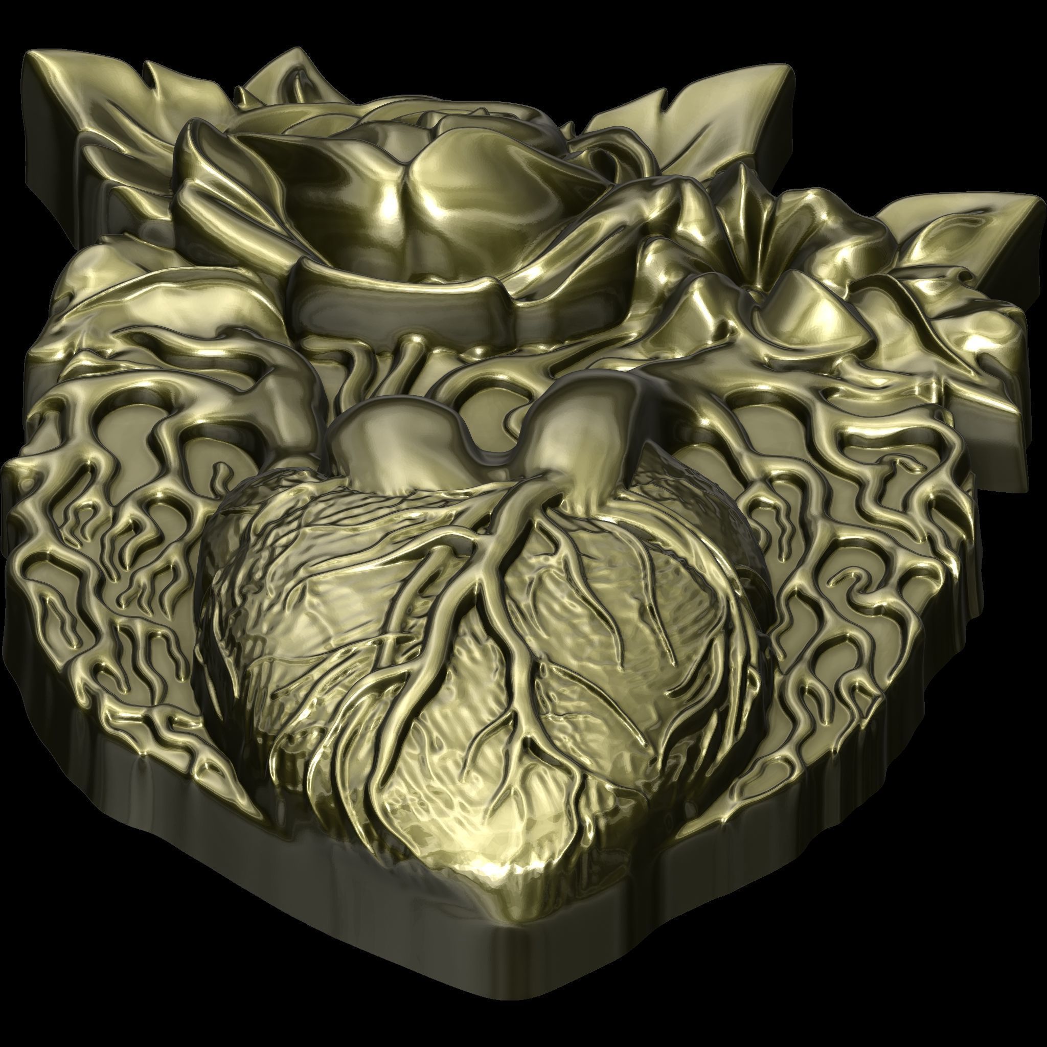 Eternal Rose Heart Pendant STL file for 3d printing or CNC 3D print model_8