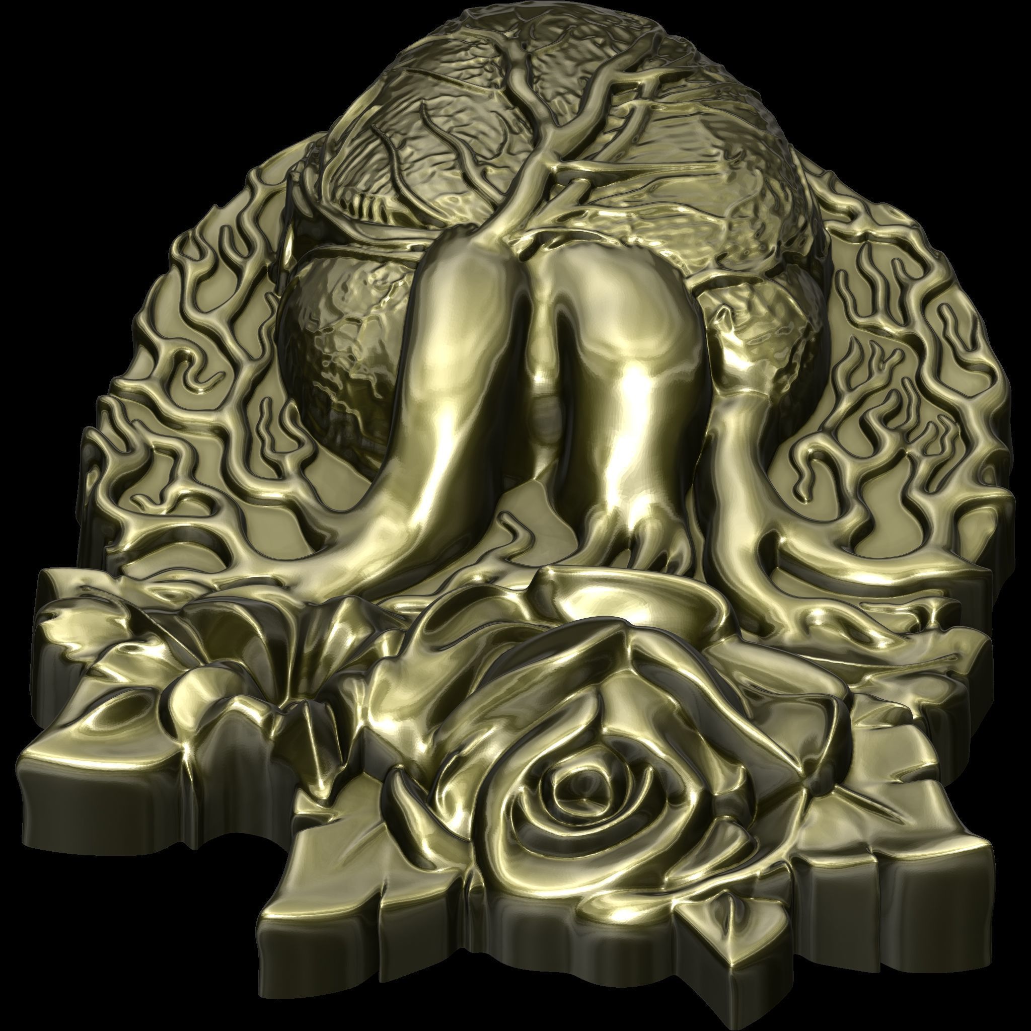 Eternal Rose Heart Pendant STL file for 3d printing or CNC 3D print model_19