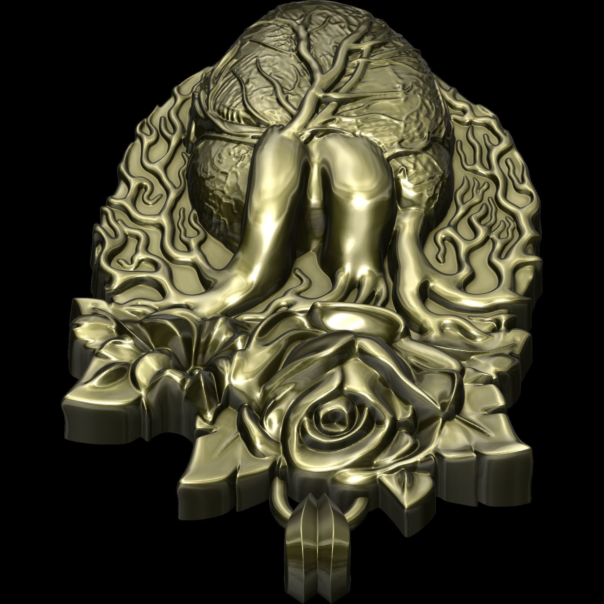 Eternal Rose Heart Pendant STL file for 3d printing or CNC 3D print model_11