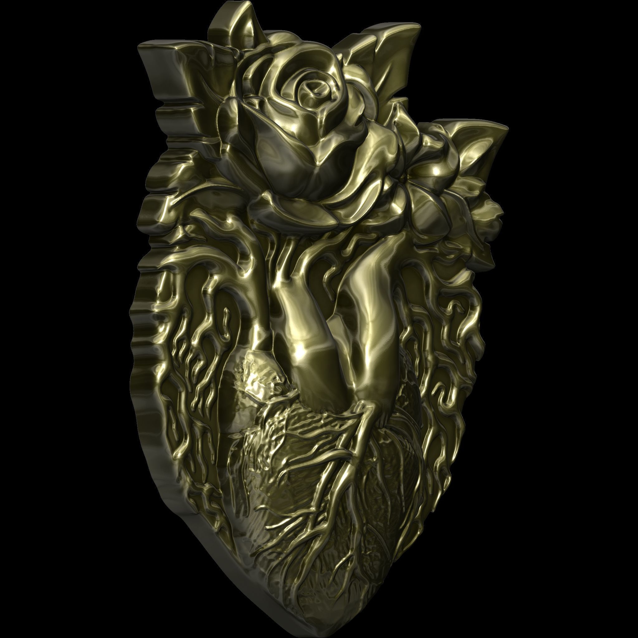 Eternal Rose Heart Pendant STL file for 3d printing or CNC 3D print model_15