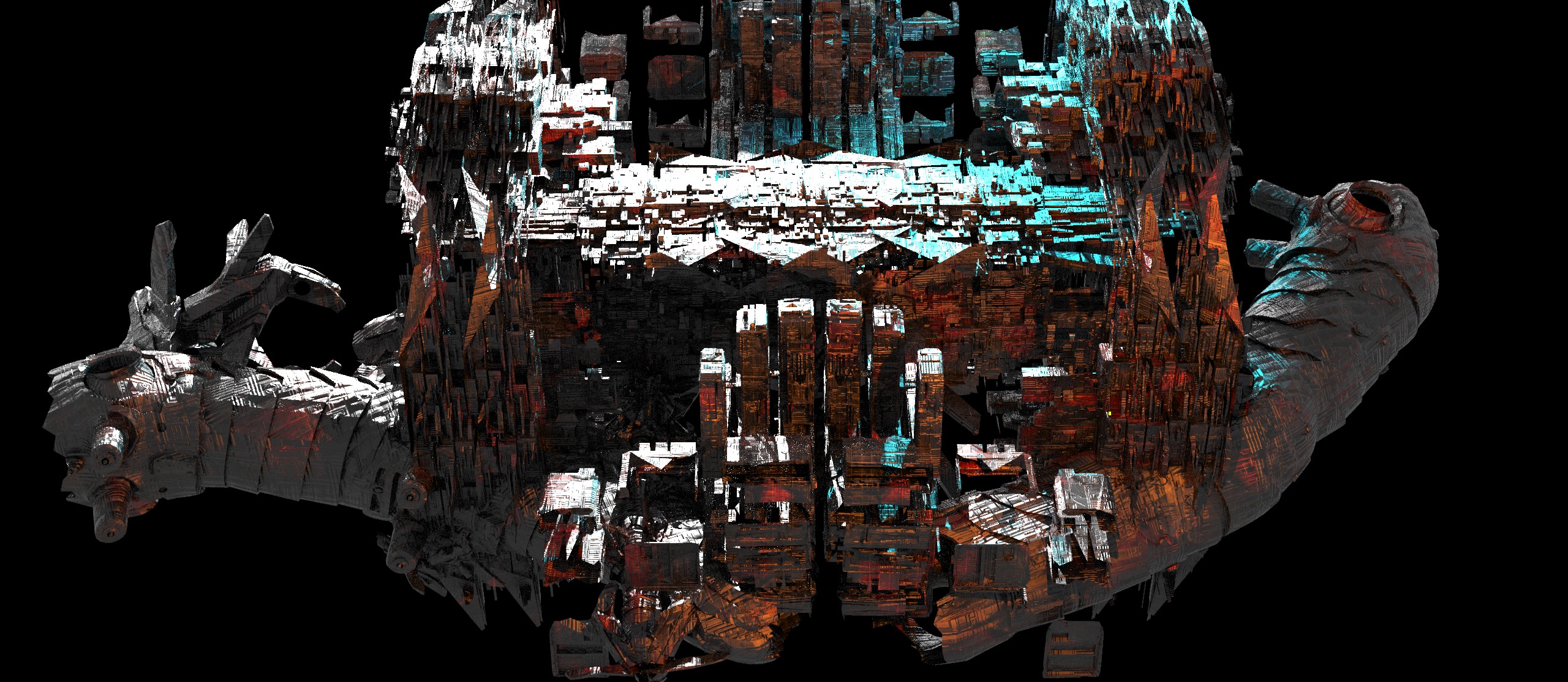 Corroded Space Station lunar rig Low-poly 3D model_1