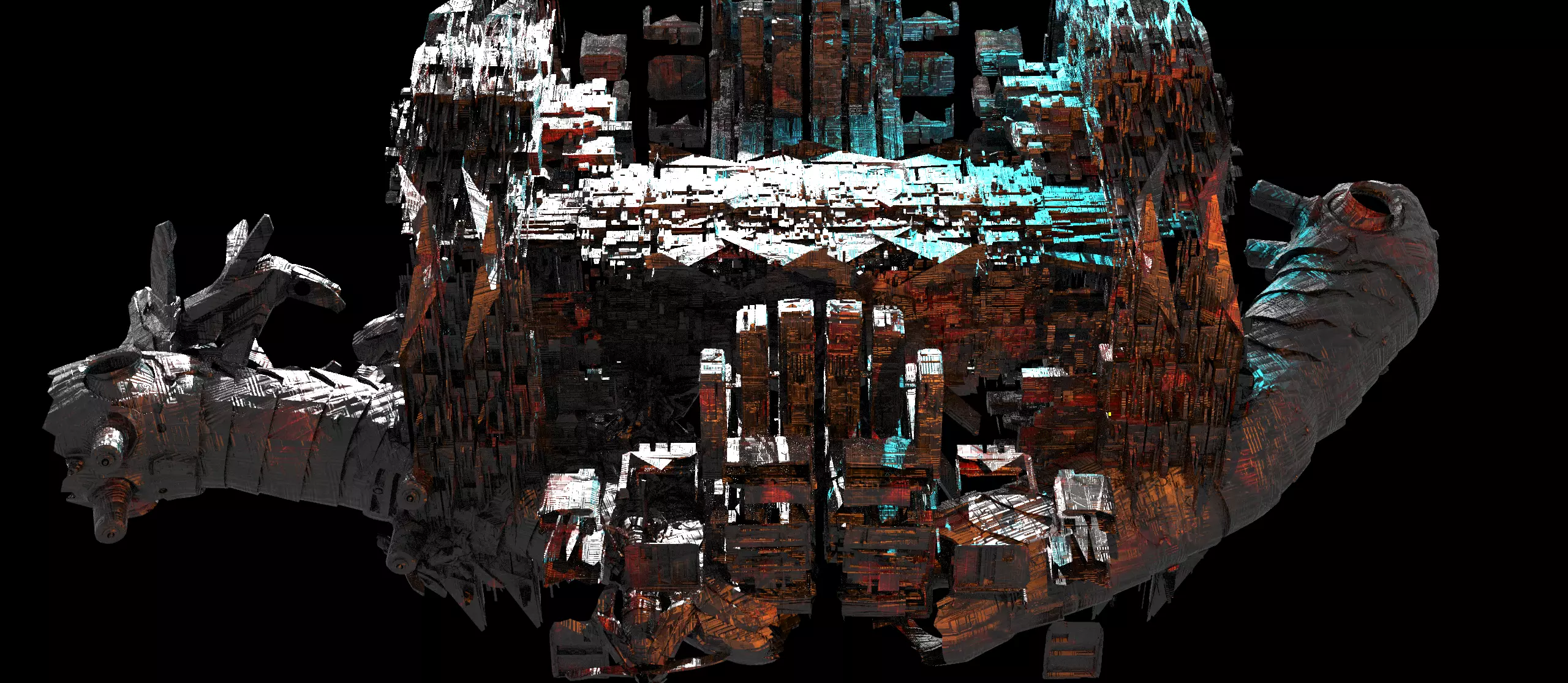 Corroded Space Station lunar rig Low-poly 3D model_0