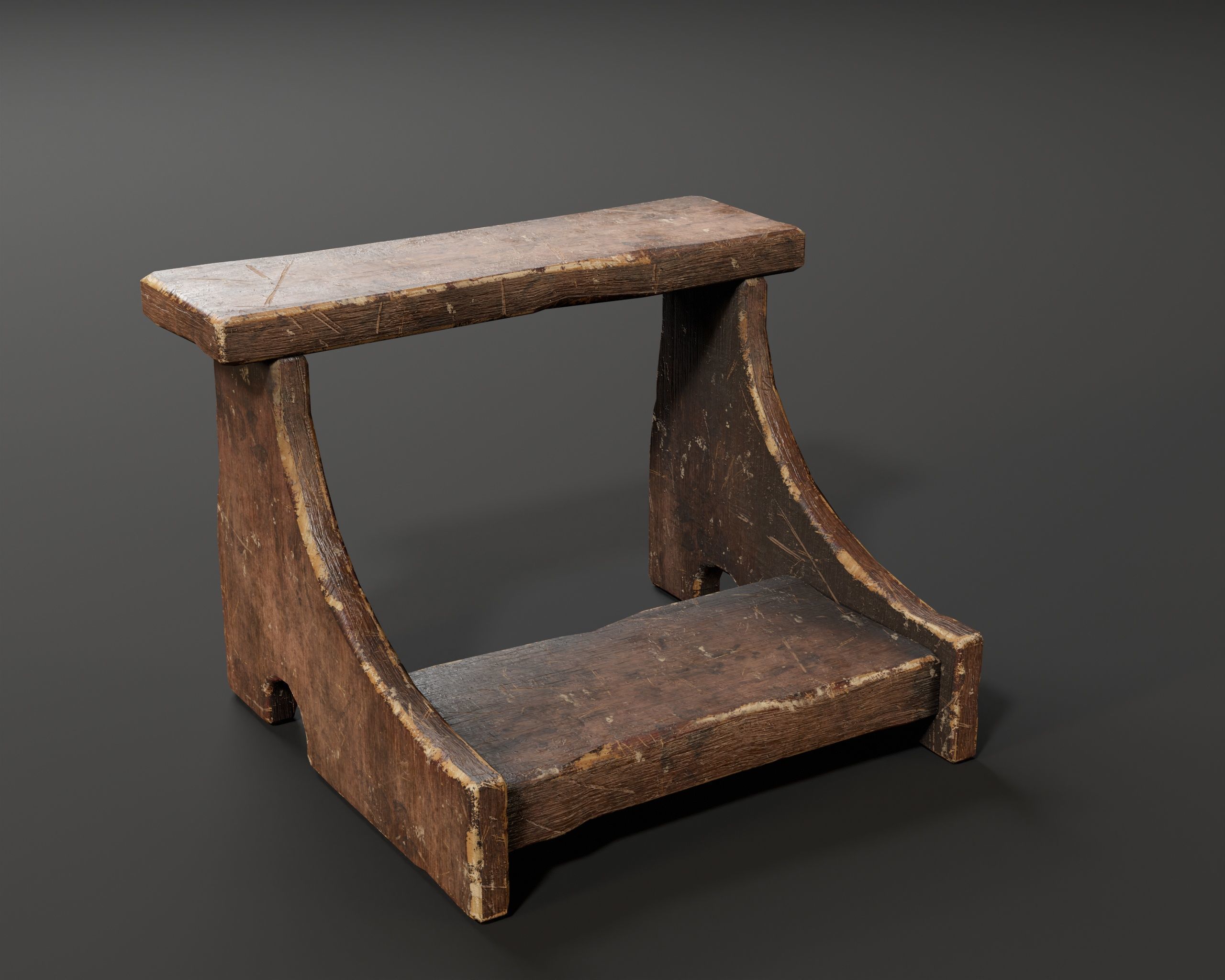 Rustic Wooden Stools Low-poly 3D model_15