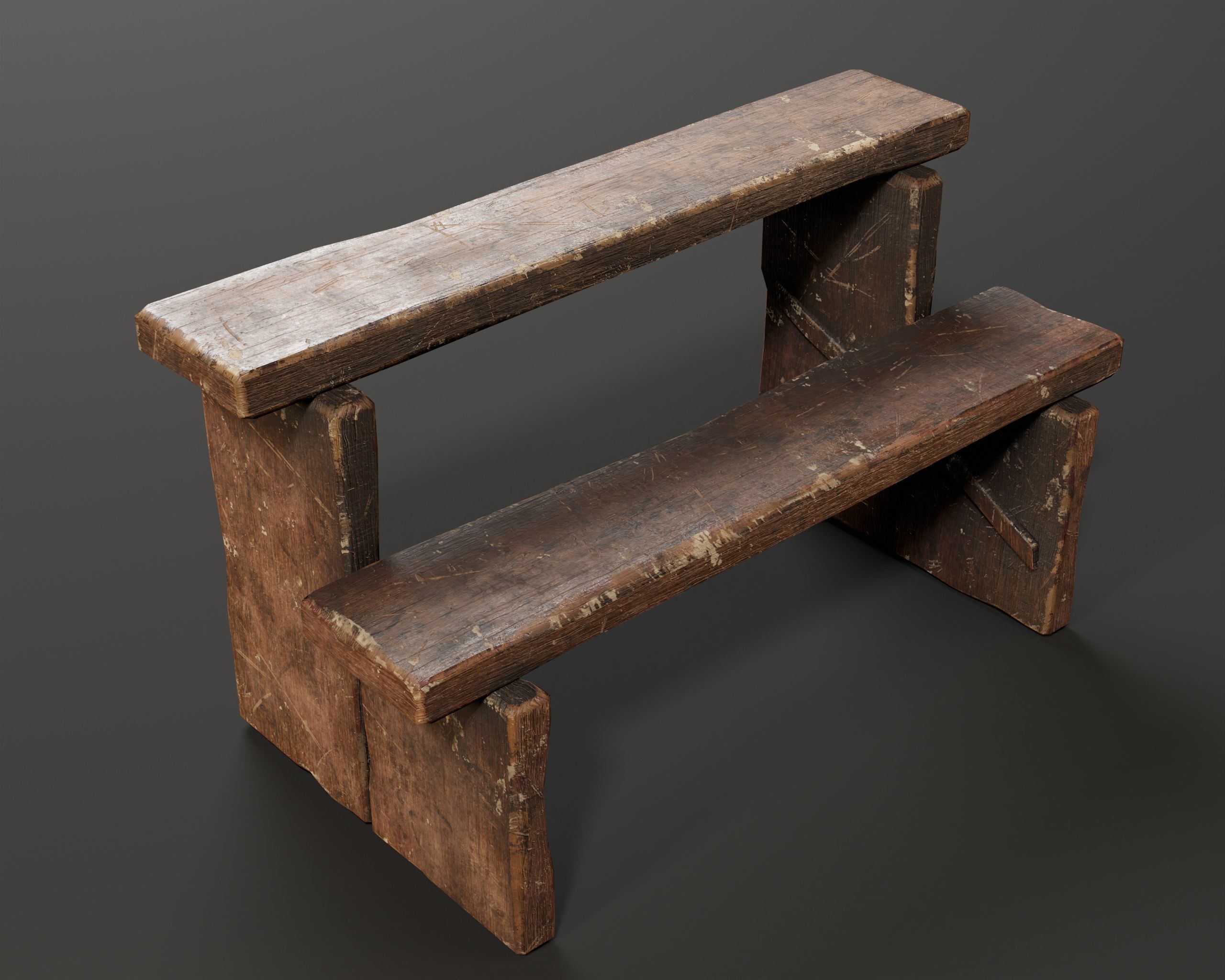 Rustic Wooden Stools Low-poly 3D model_16
