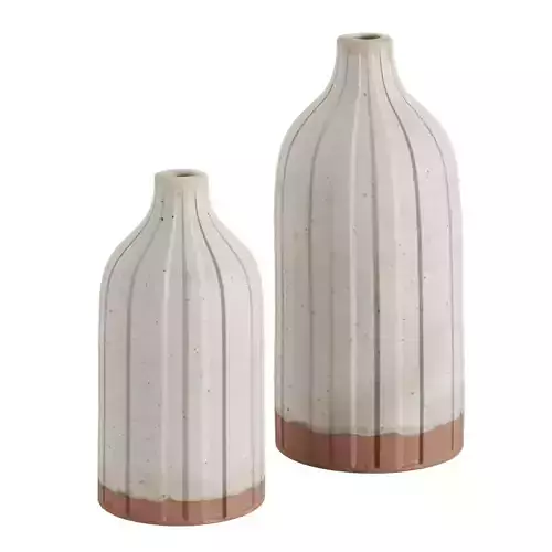 Ribbed Ceramic Vase Set