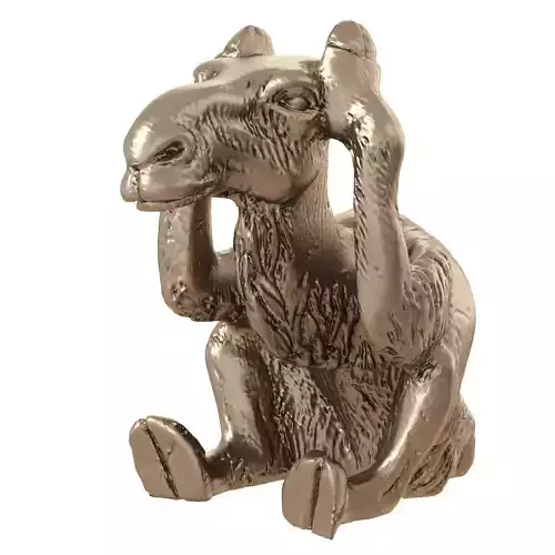 Egyptian figurine of a camel in the pose I cant hear anything