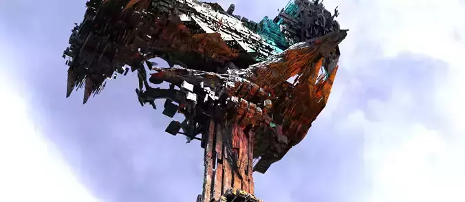 Cyberpunk asteroid tower headquarters