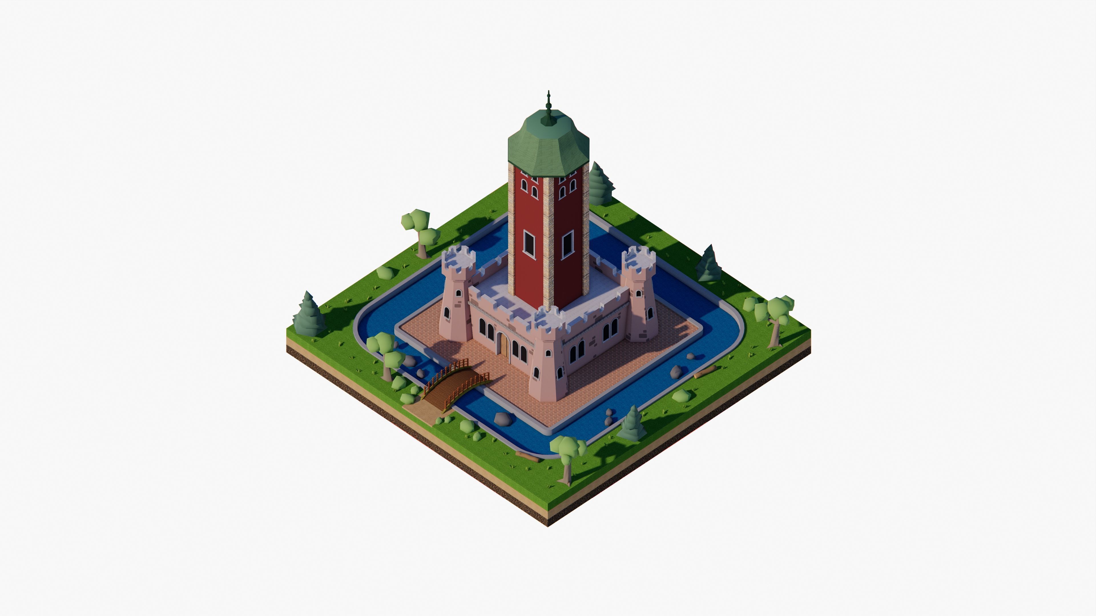 Middle Age Tower Pack Collection Low-poly 3D model_8