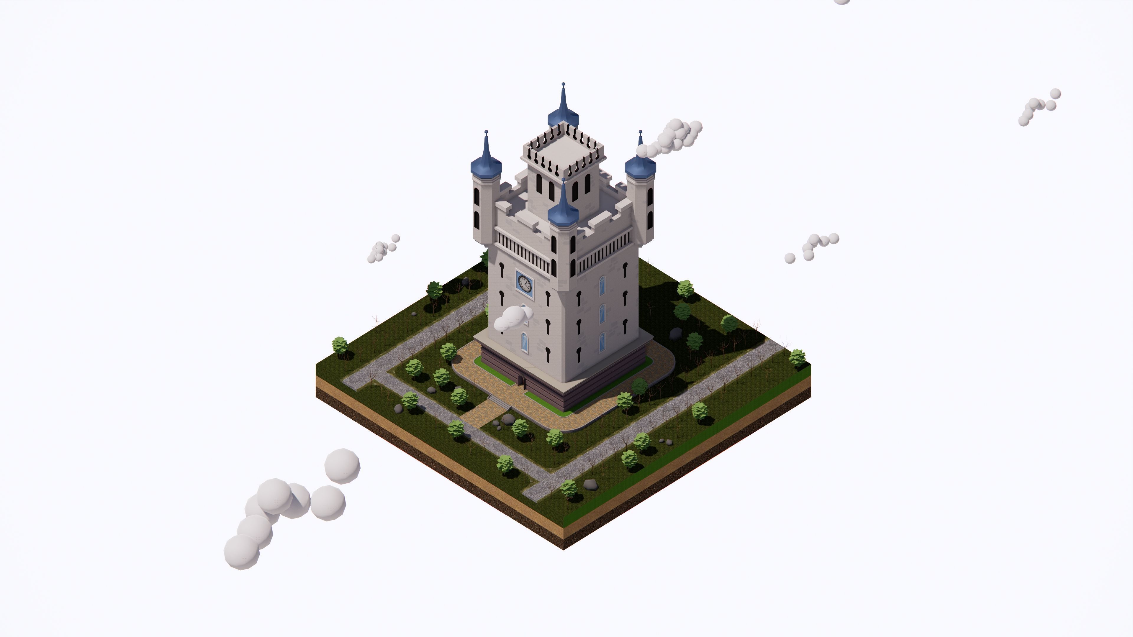 Middle Age Tower Pack Collection Low-poly 3D model_9