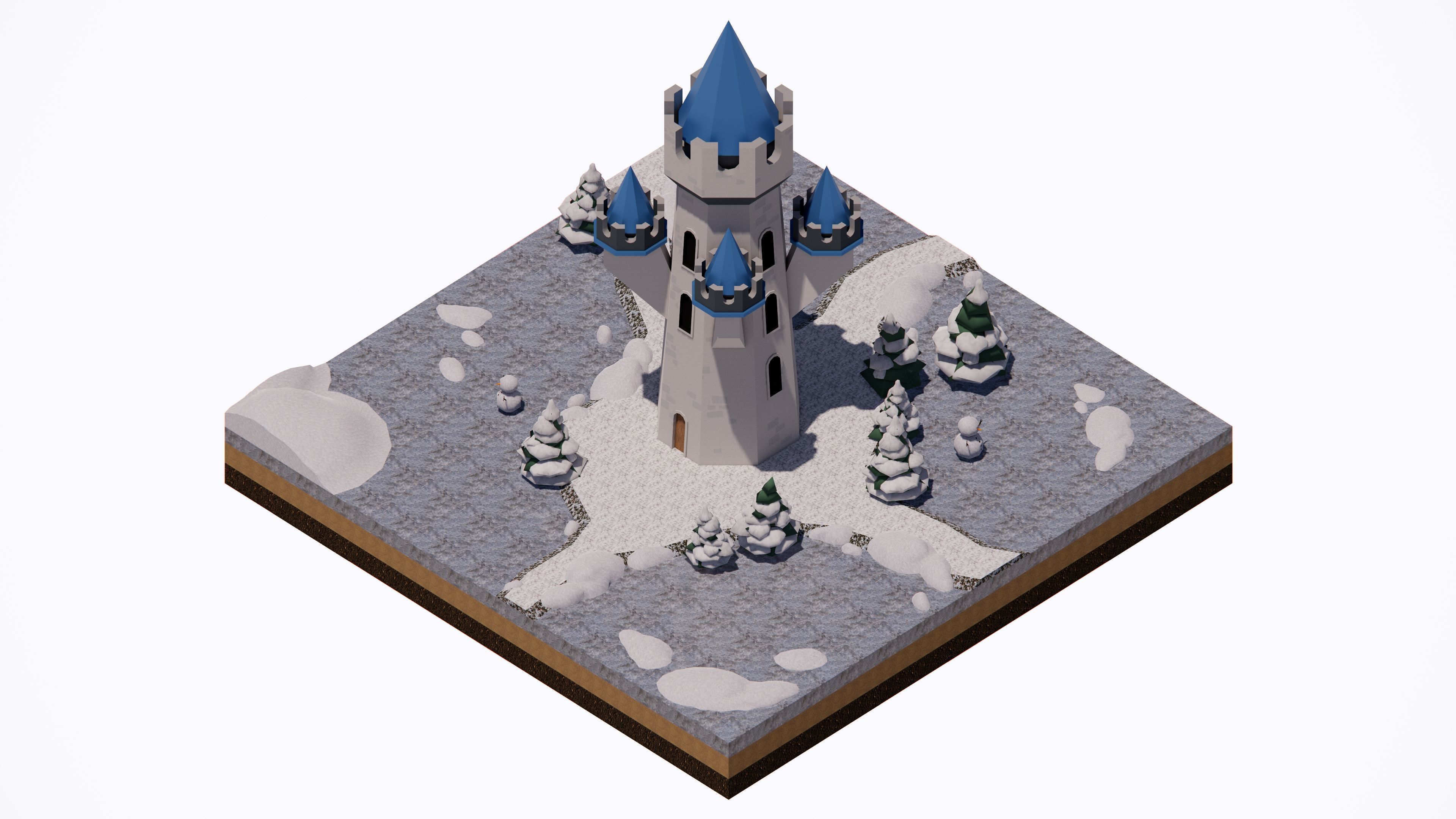 Middle Age Tower Pack Collection Low-poly 3D model_13