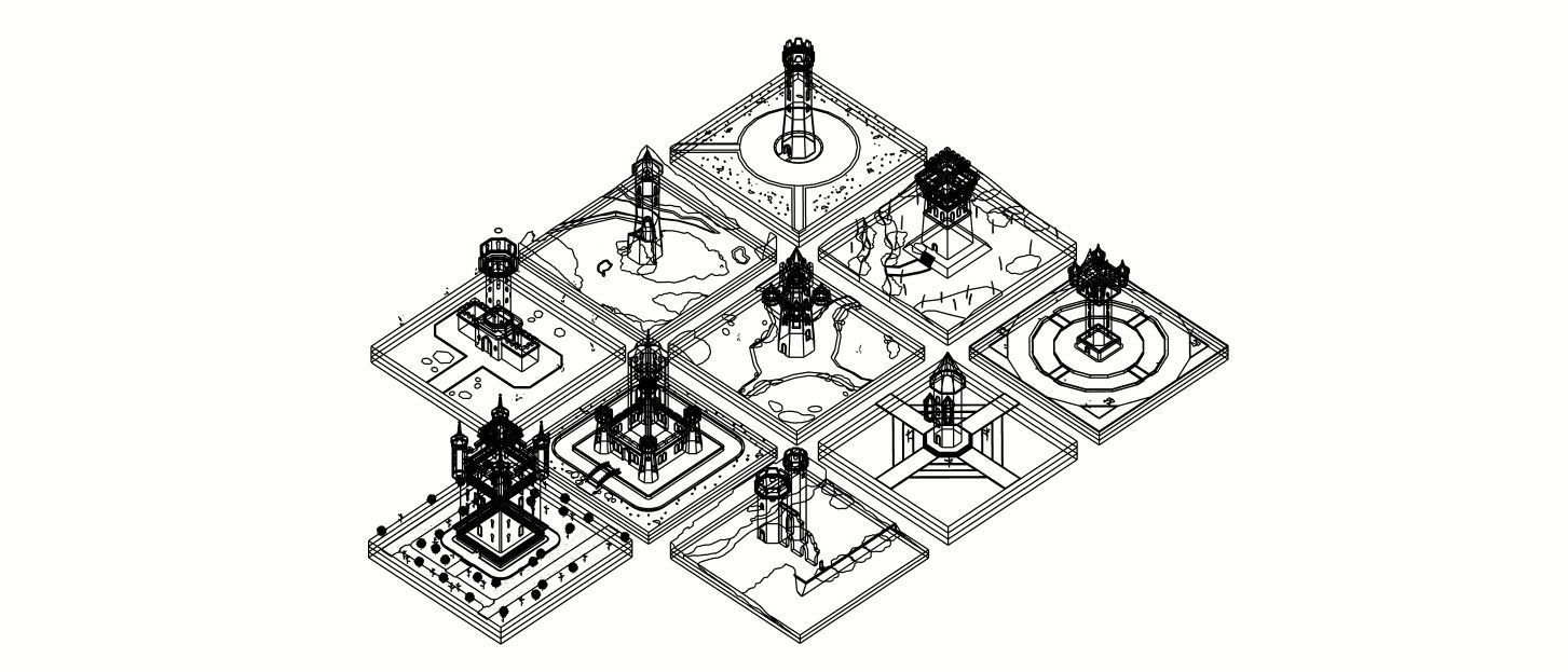 Middle Age Tower Pack Collection Low-poly 3D model_6