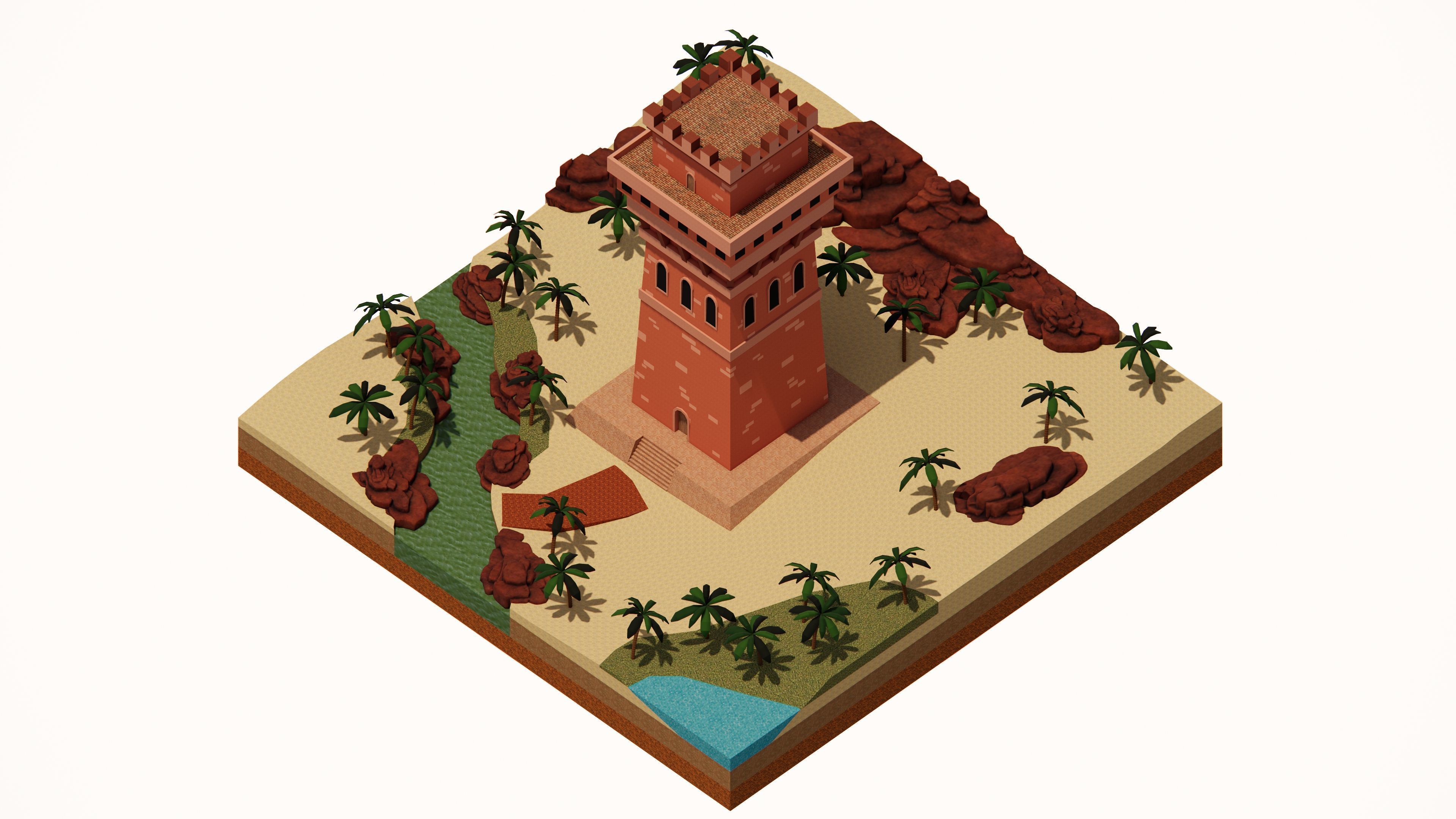 Middle Age Tower Pack Collection Low-poly 3D model_15