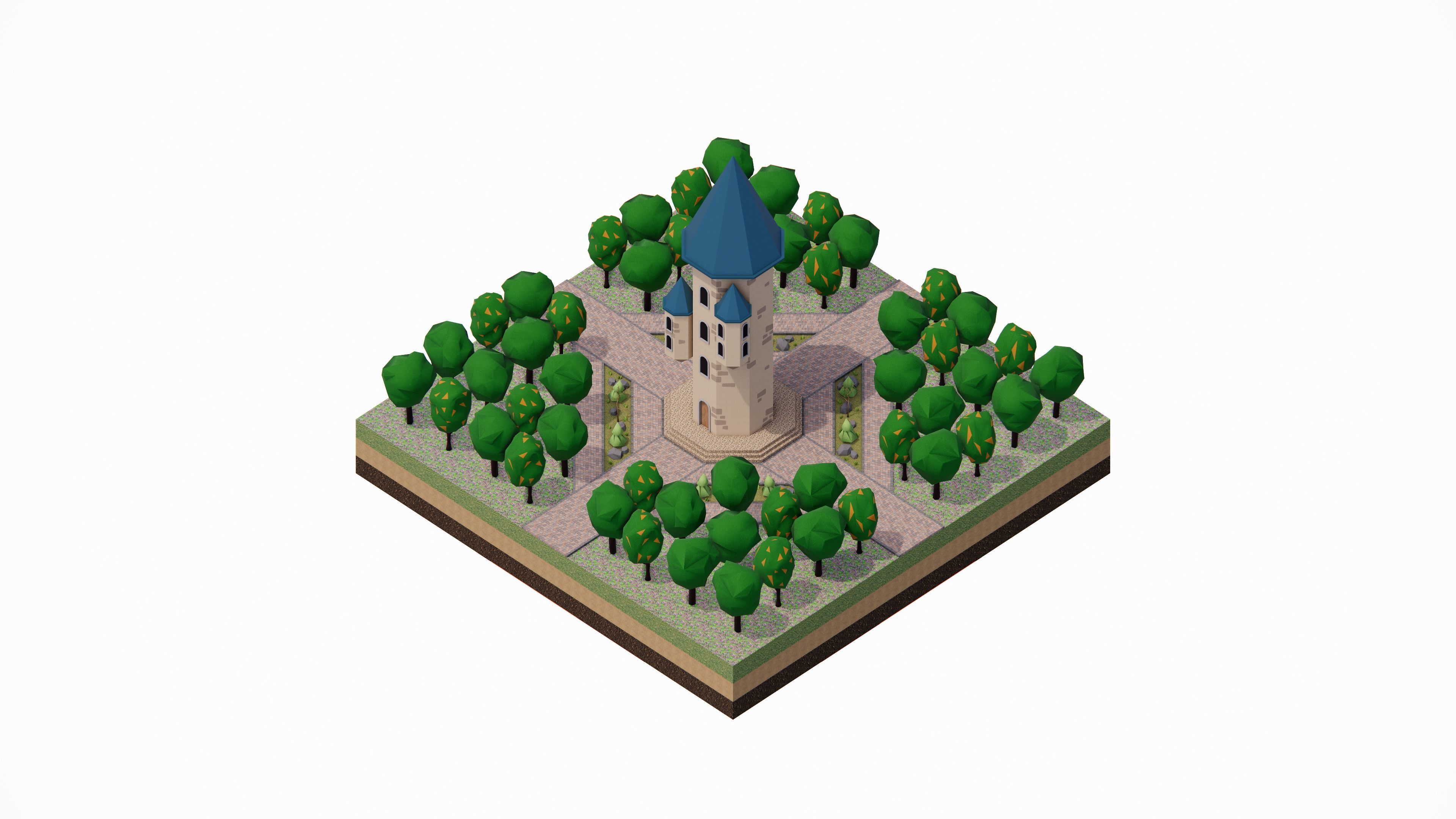 Middle Age Tower Pack Collection Low-poly 3D model_14