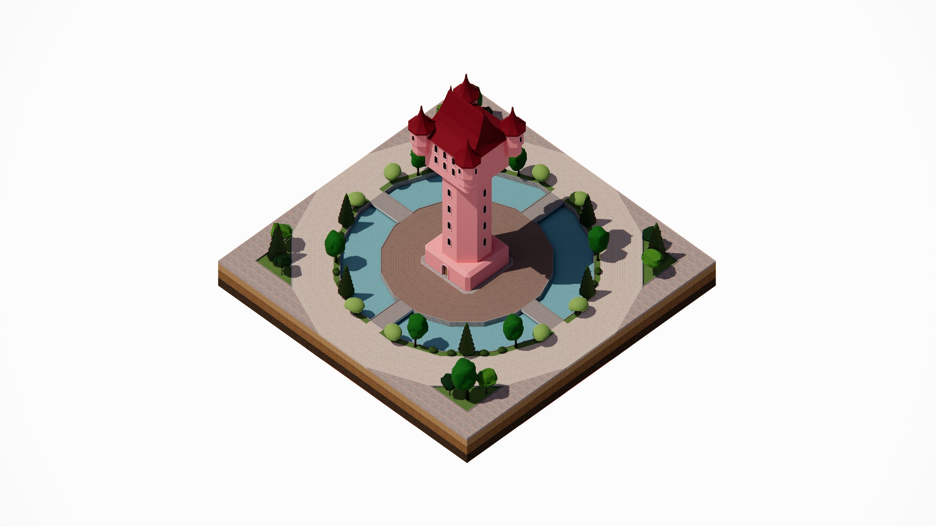 Middle Age Tower Pack Collection Low-poly 3D model_16