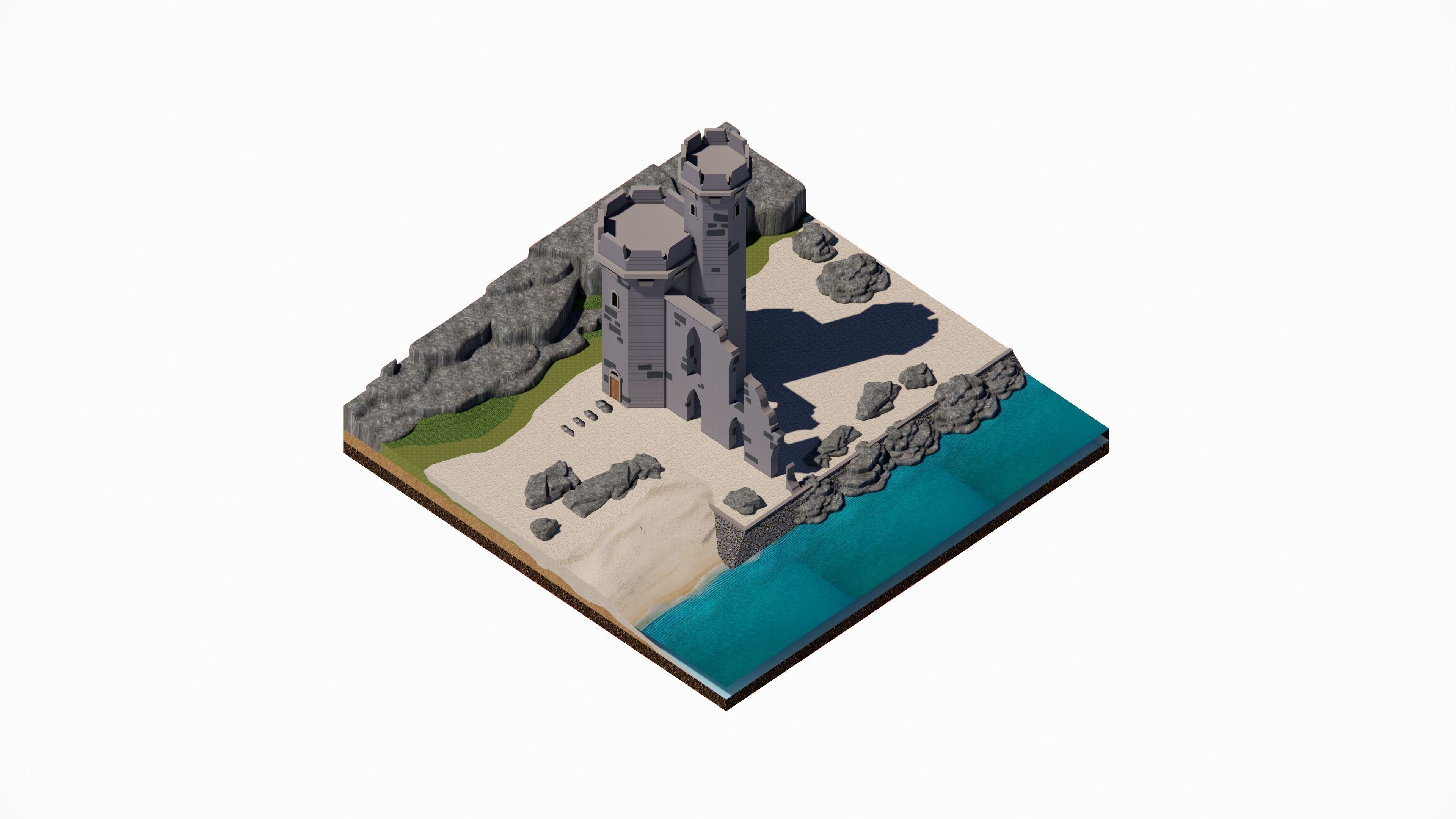 Middle Age Tower Pack Collection Low-poly 3D model_10