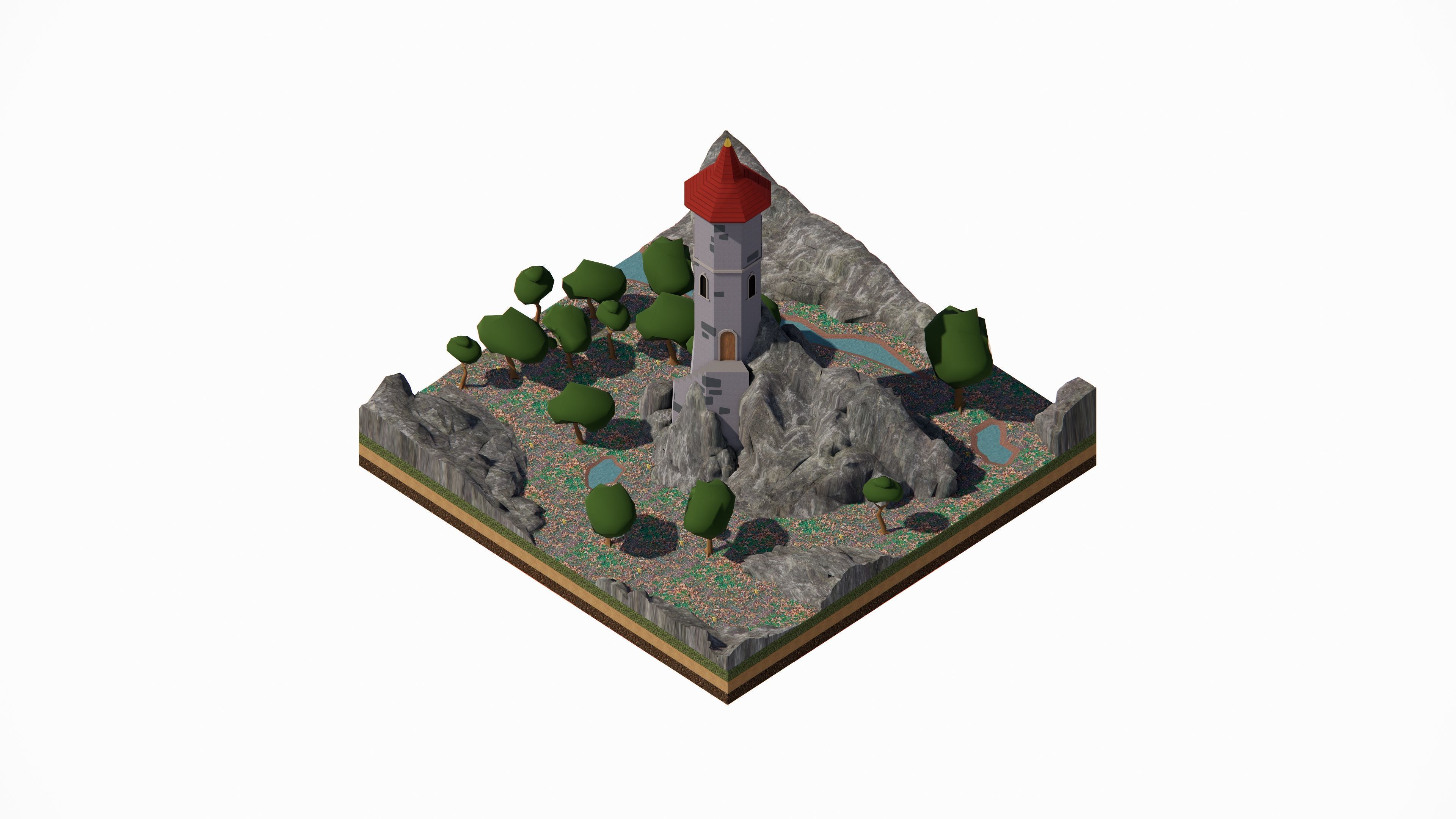 Middle Age Tower Pack Collection Low-poly 3D model_12