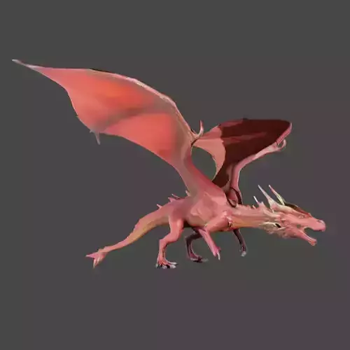 Red Flying dragon Free 3D model