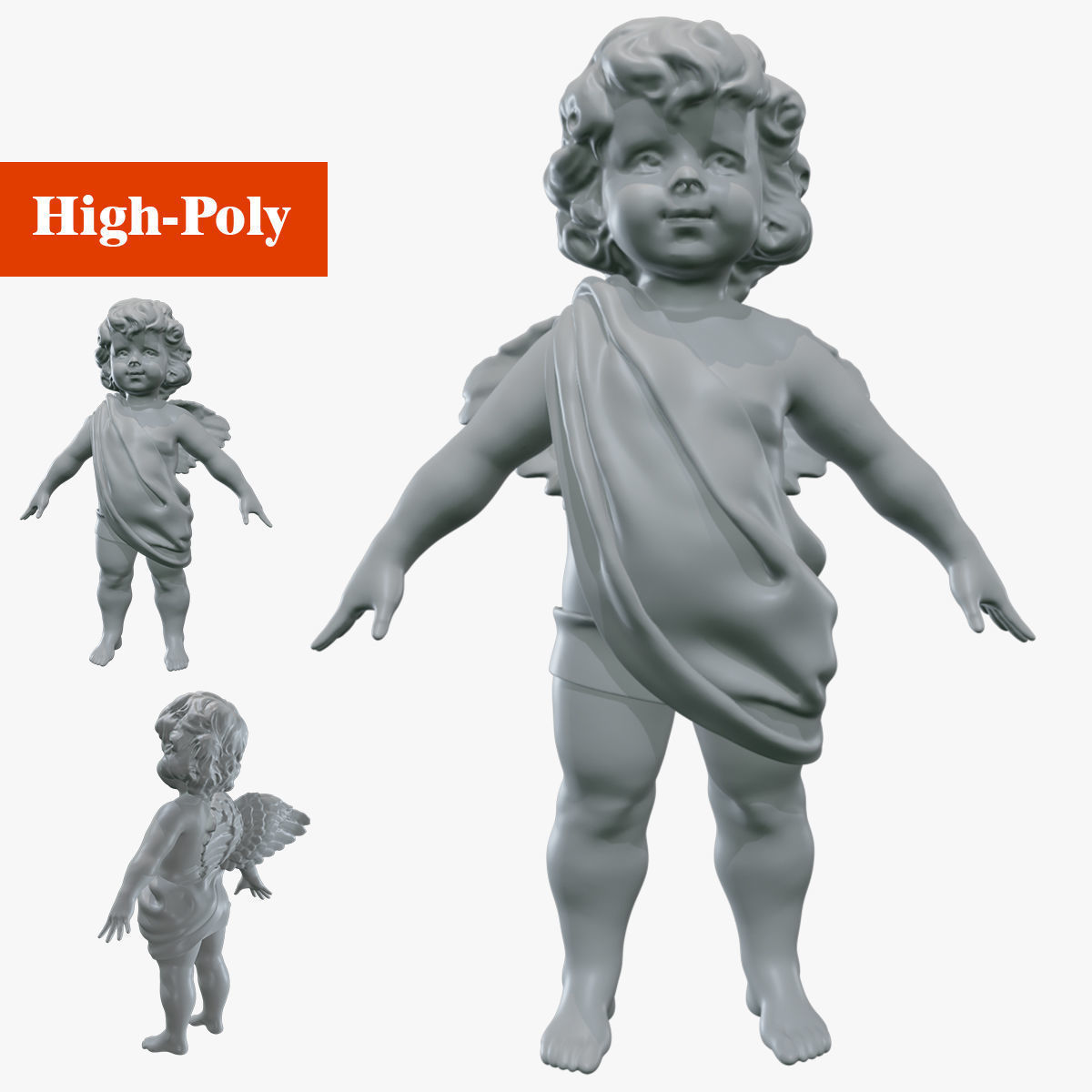 cupid angel of a Valentine Day angel sculpture not for printing 3D model_1