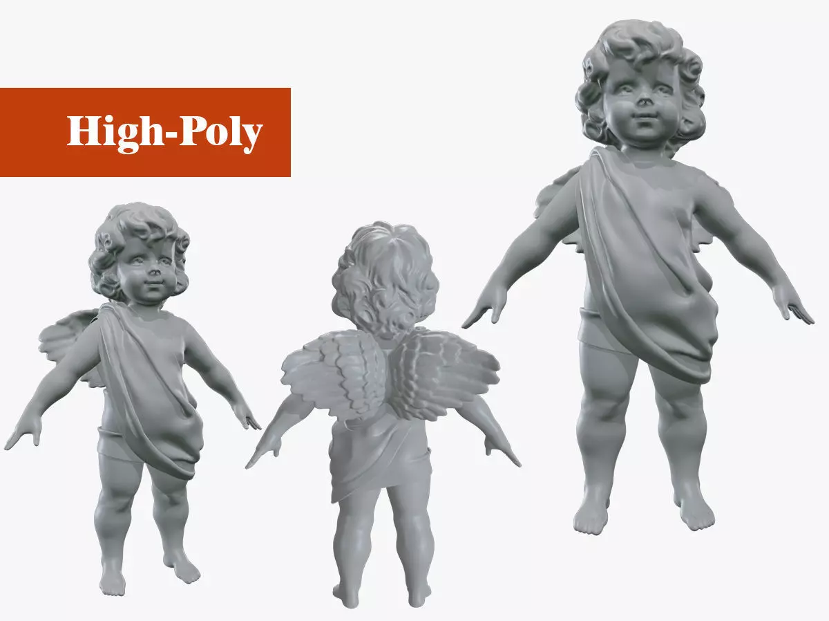 cupid angel of a Valentine Day angel sculpture not for printing 3D model_0