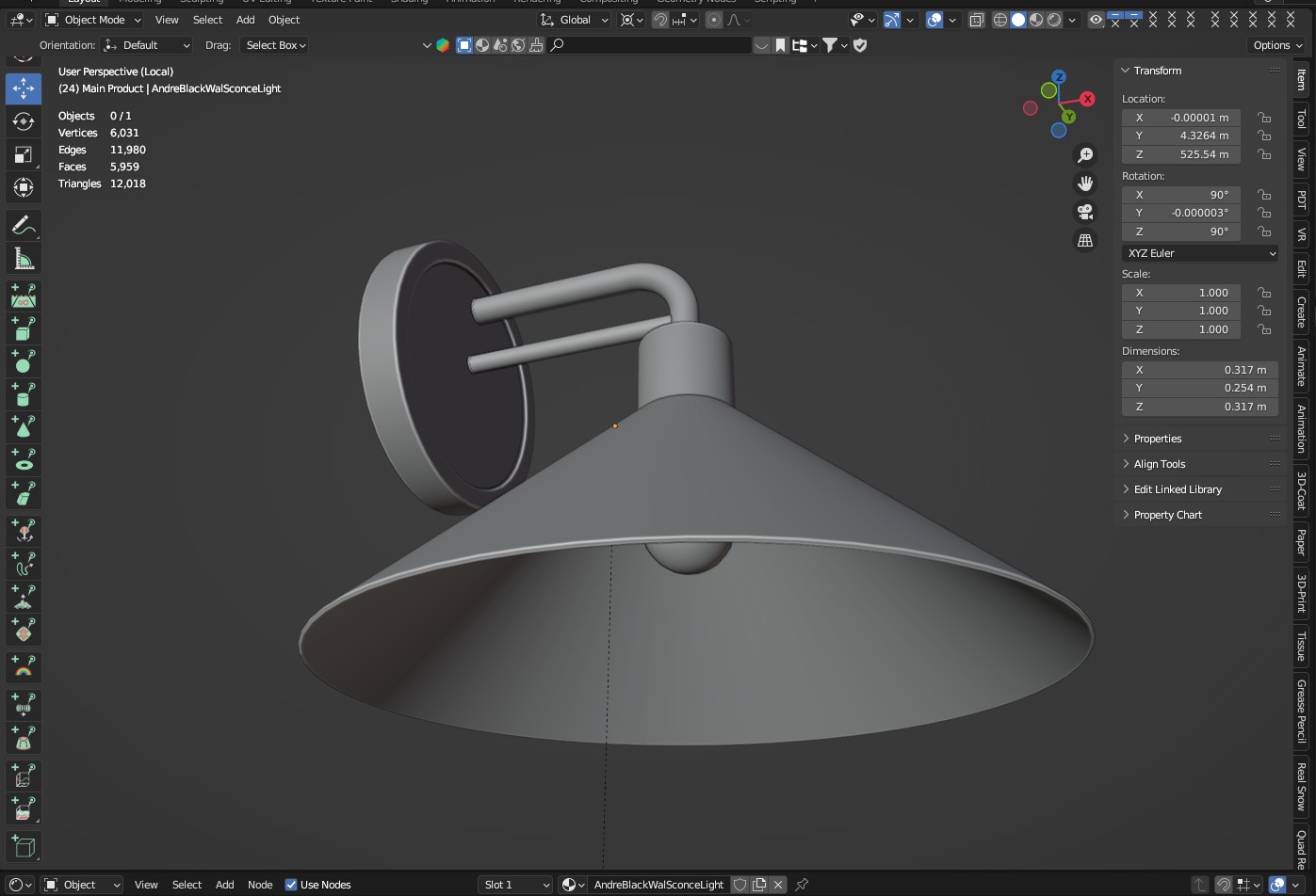 Andre Black Wall Sconce Light Low-poly 3D model_13