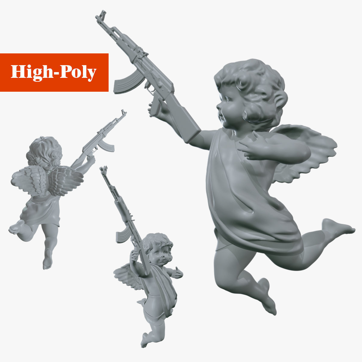 cupid angel for a Valentine Day angel sculpture not for printing 3D model_1