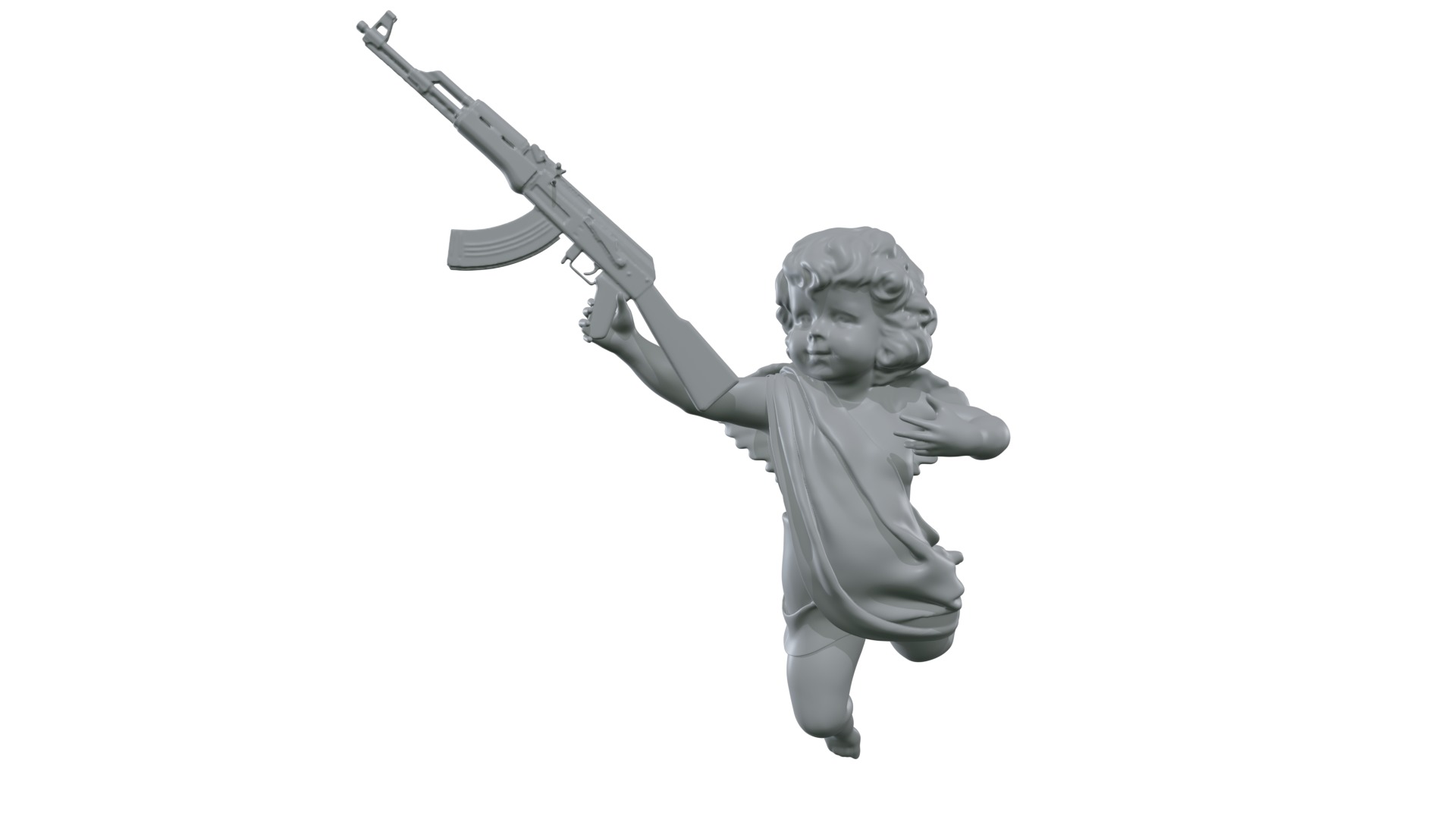 cupid angel for a Valentine Day angel sculpture not for printing 3D model_11