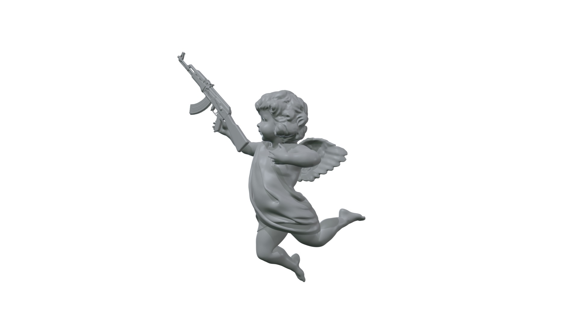 cupid angel for a Valentine Day angel sculpture not for printing 3D model_3