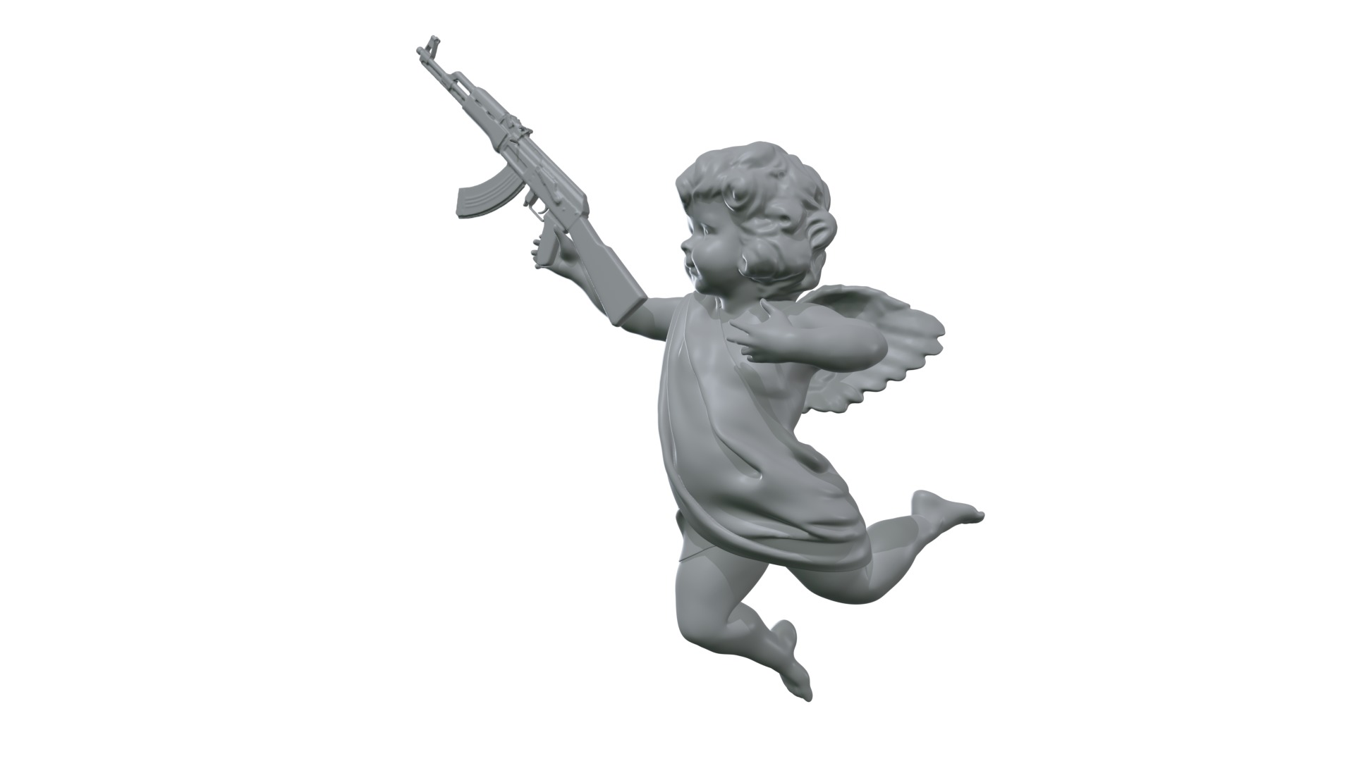 cupid angel for a Valentine Day angel sculpture not for printing 3D model_10