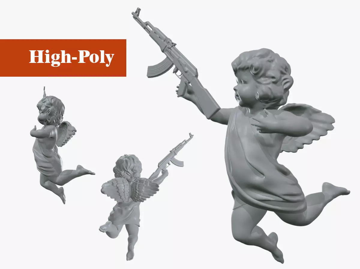 cupid angel for a Valentine Day angel sculpture not for printing 3D model_0