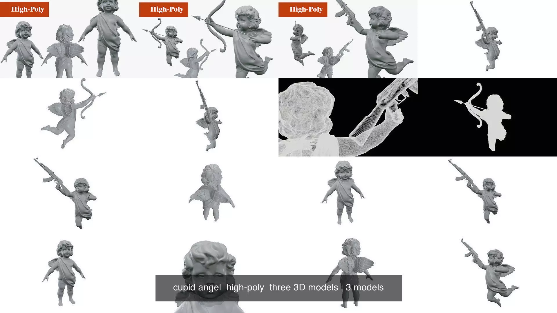 cupid angel high-poly three 3D models 3D Model Collection_1