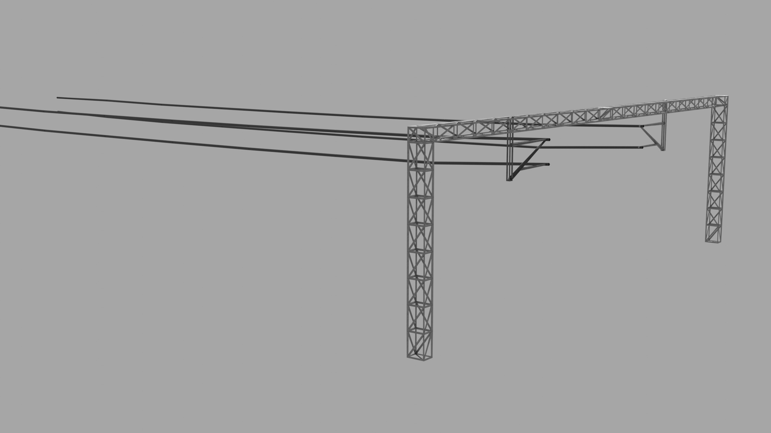 Railways Electric Post Low-poly 3D model_5