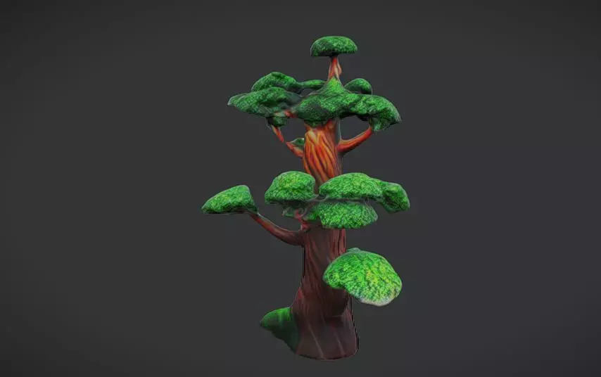 Verdant Whimsy Tree Game Ready 3D Model 3D model_0