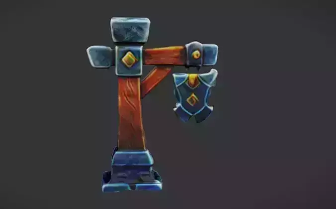 Shield Hanger Game Ready 3D Model