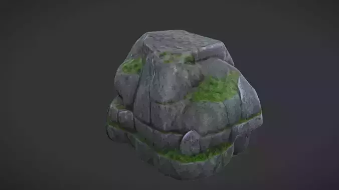 Mossy Boulder Game Ready 3D Model