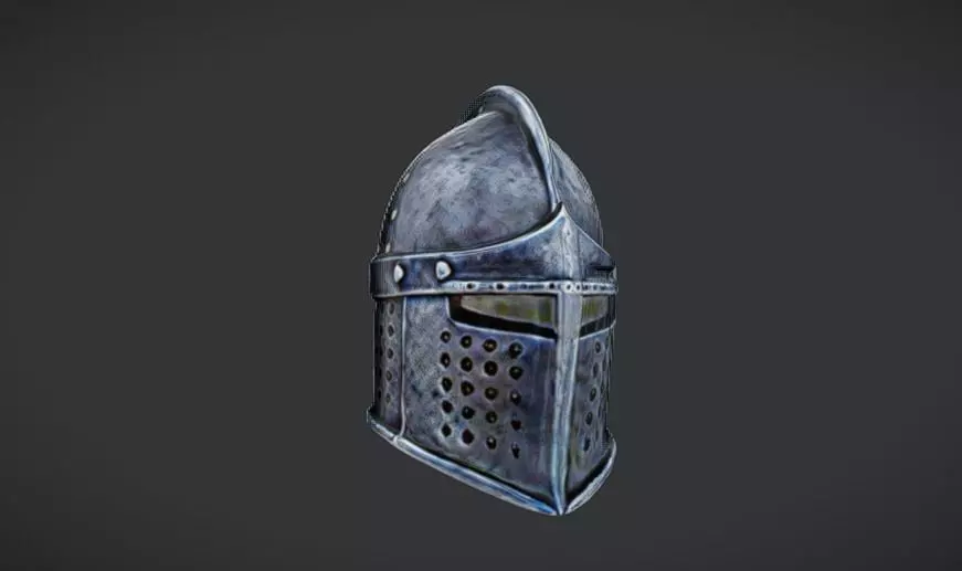 Medieval Helmet Game Ready 3D Model 3D model_0