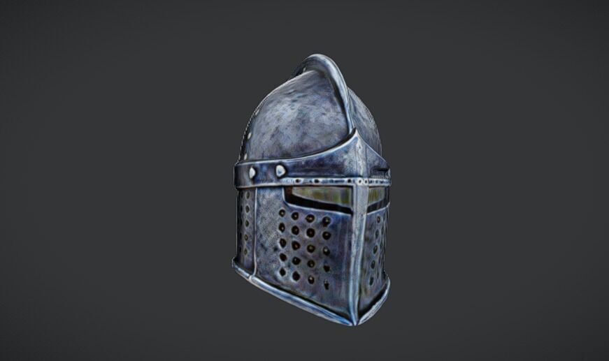 Medieval Helmet Game Ready 3D Model 3D model_13