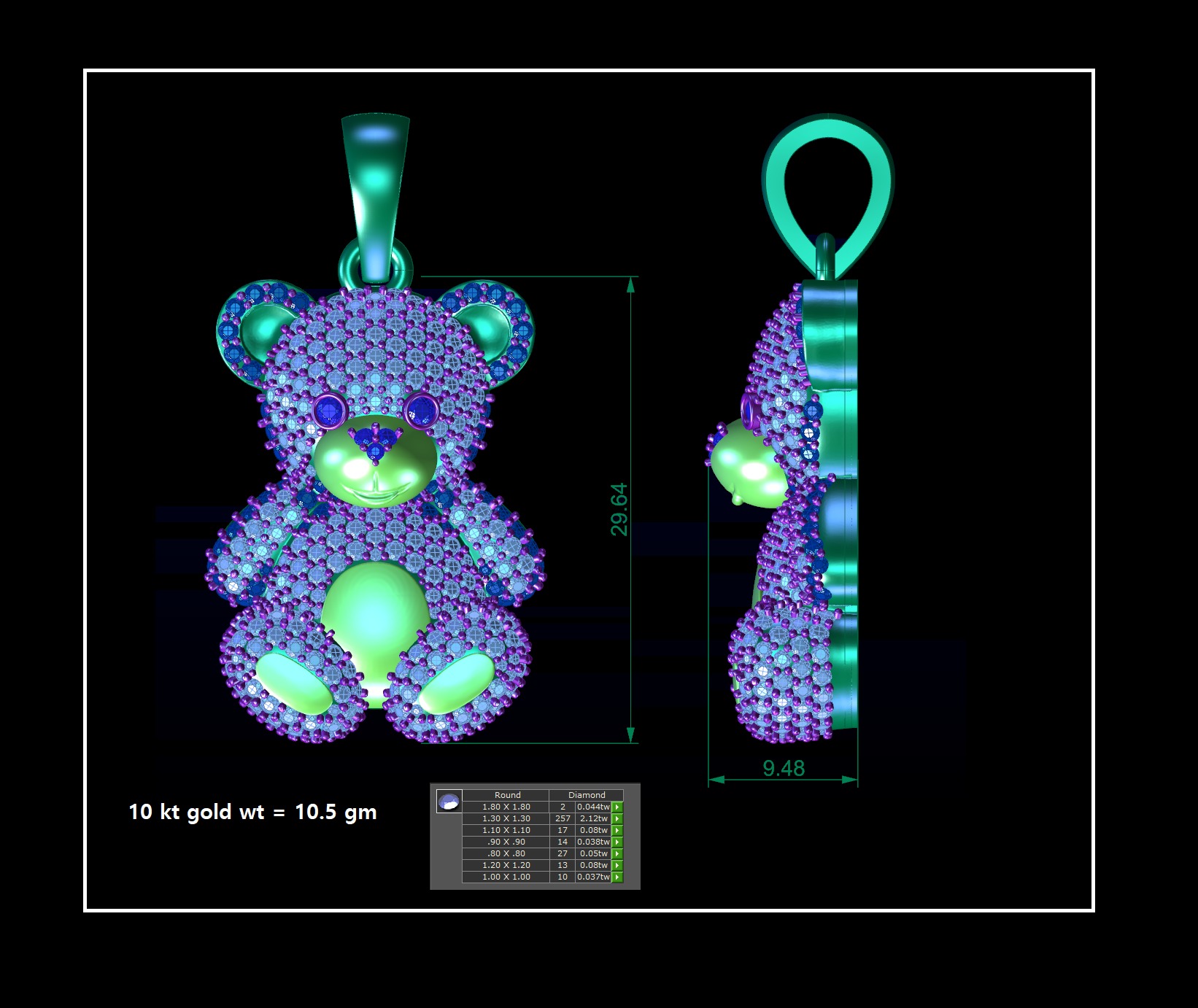 Teddy Bear pendent 3D print model 3D print model_3
