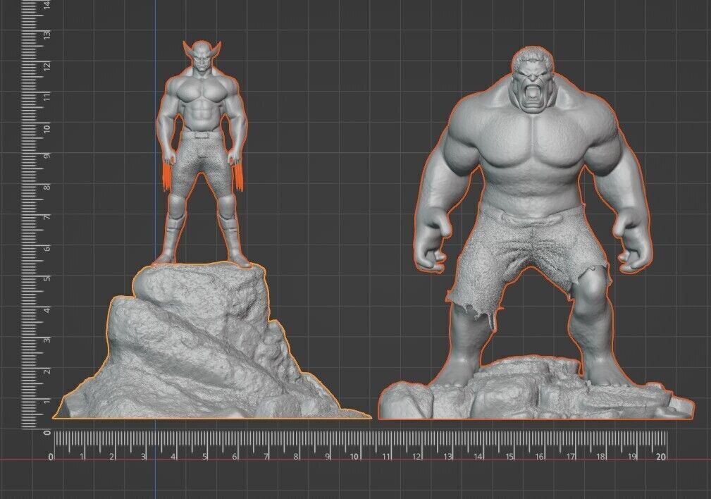 DIORAMA Wolverine vs Hulk - no cutted 3D print model_5