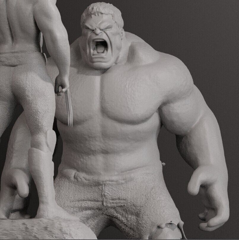 DIORAMA Wolverine vs Hulk - no cutted 3D print model_1