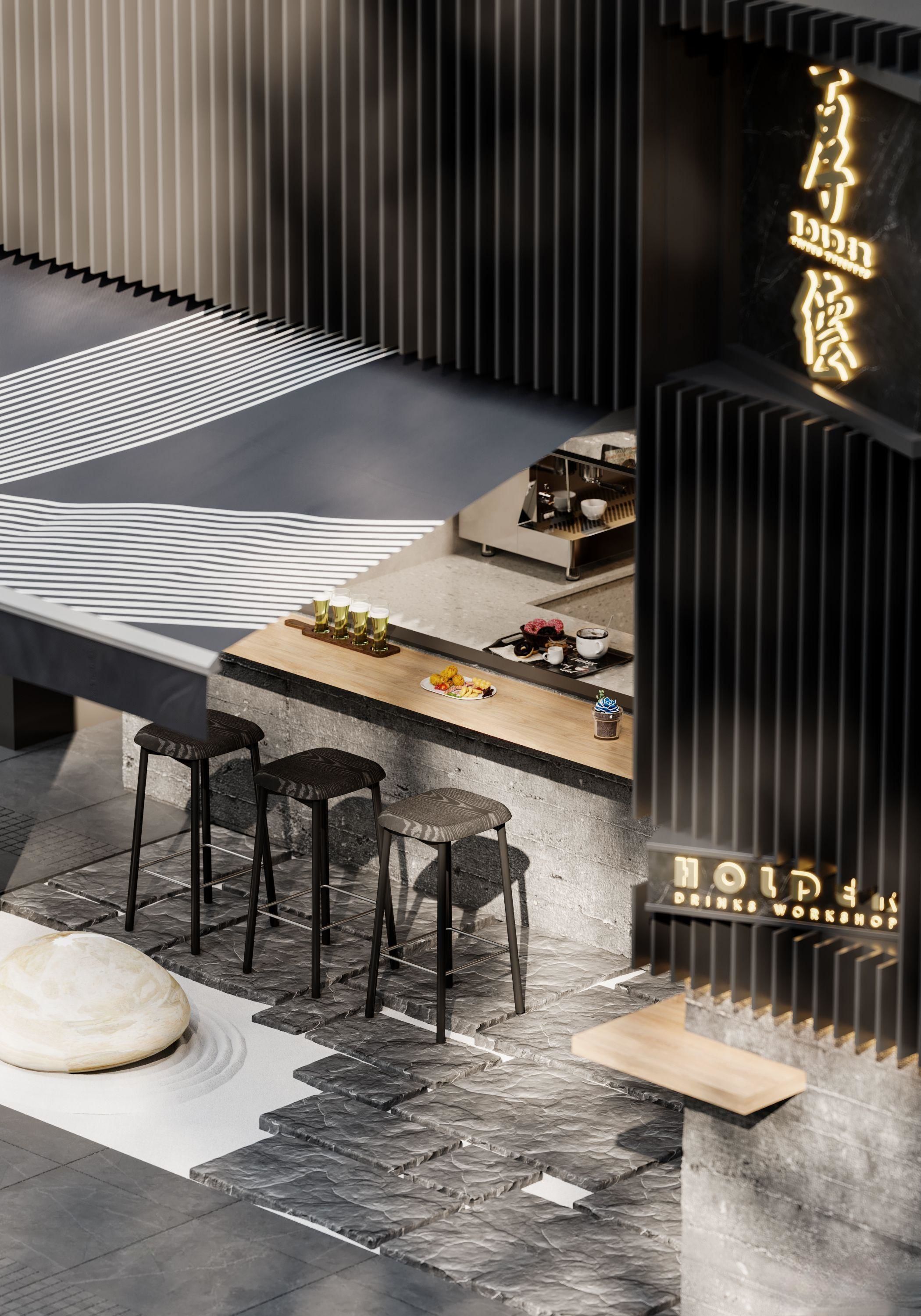 coffee shop interior 3D model_1