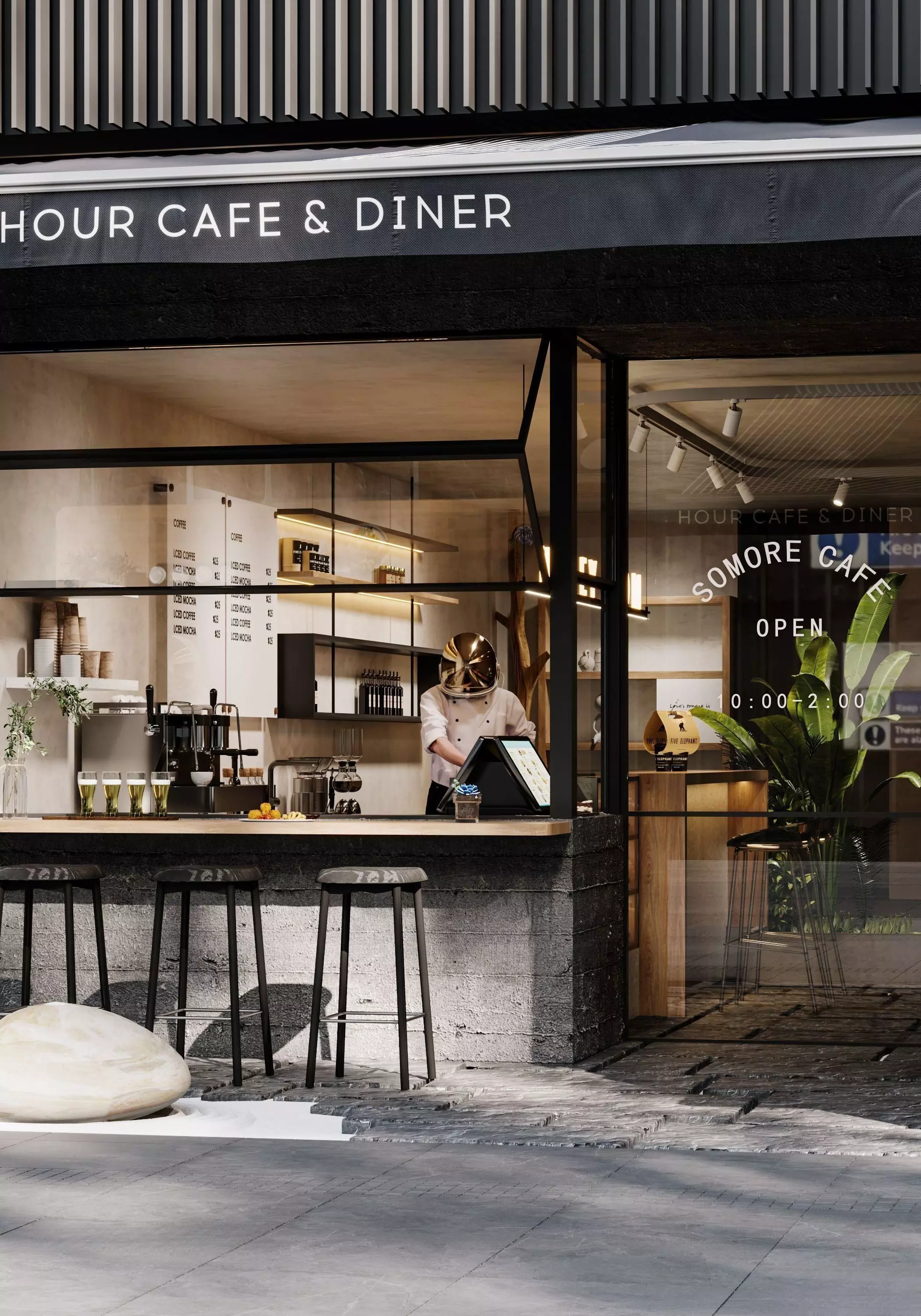 coffee shop interior 3D model_0