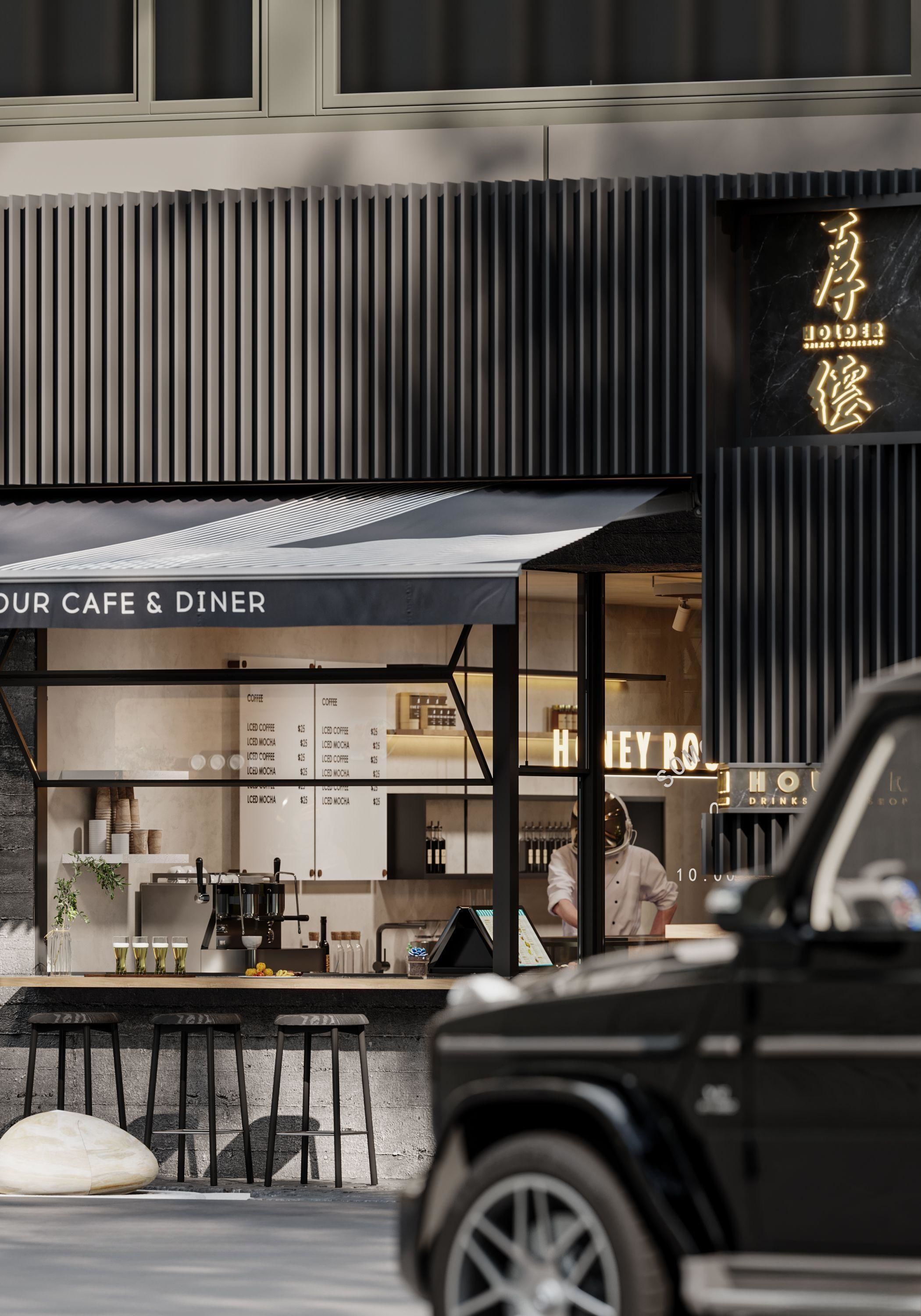 coffee shop interior 3D model_2